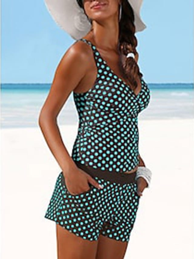 Beach-Ready Women's Polka Dot Tankini Swimsuit