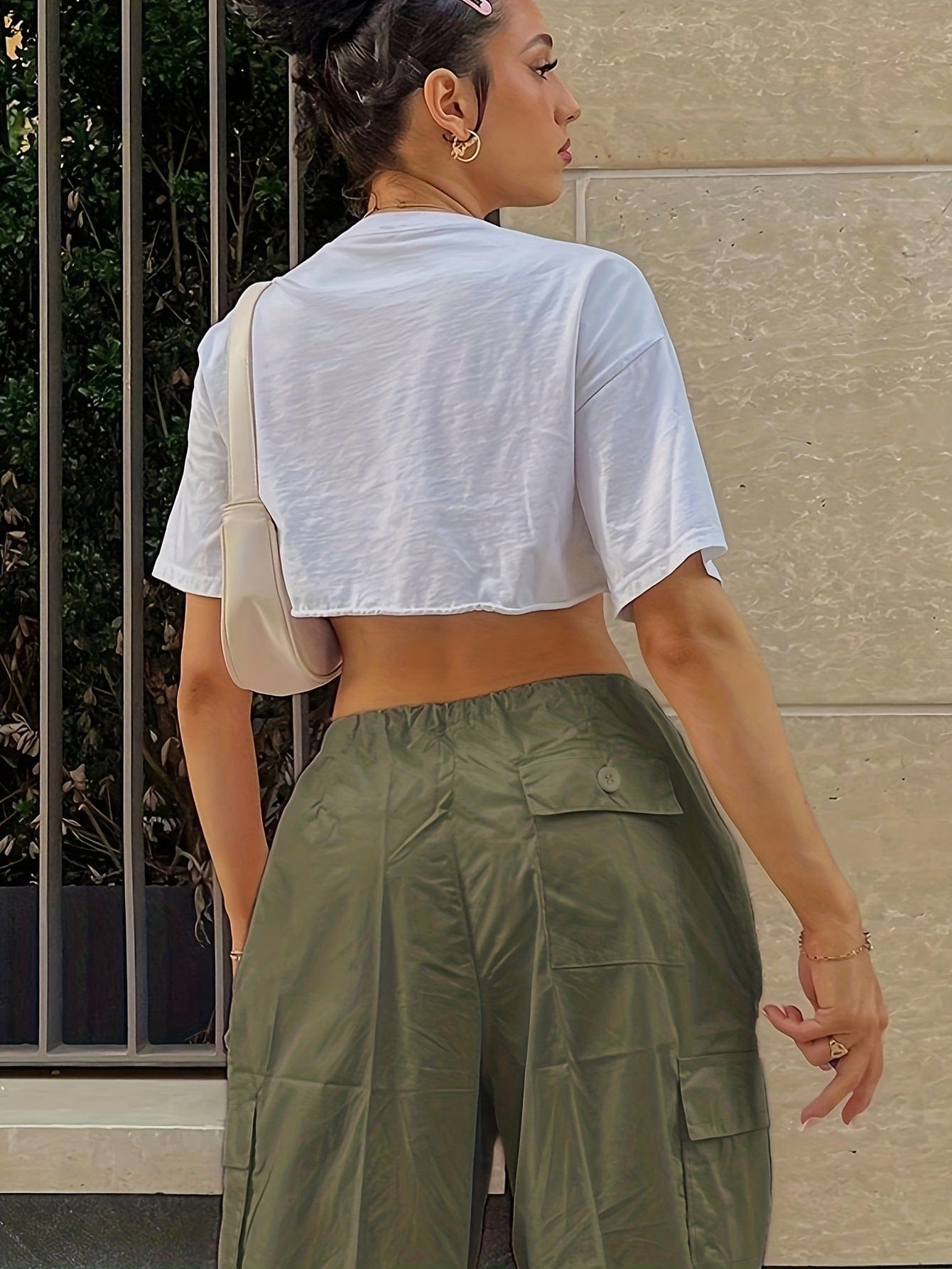 Y2K Loose Drawstring Cargo High-Waist Wide-Leg Casual Pants