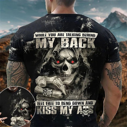 While You Are Talking Behind My Back Feel Free To Beng Down And Kiss Ass Mens 3D Shirt For Birthday | Black Summer Cotton | Tee Retro Shirts Graphic Skulls Crew Neck Clothing Apparel 3D Print Outdoor