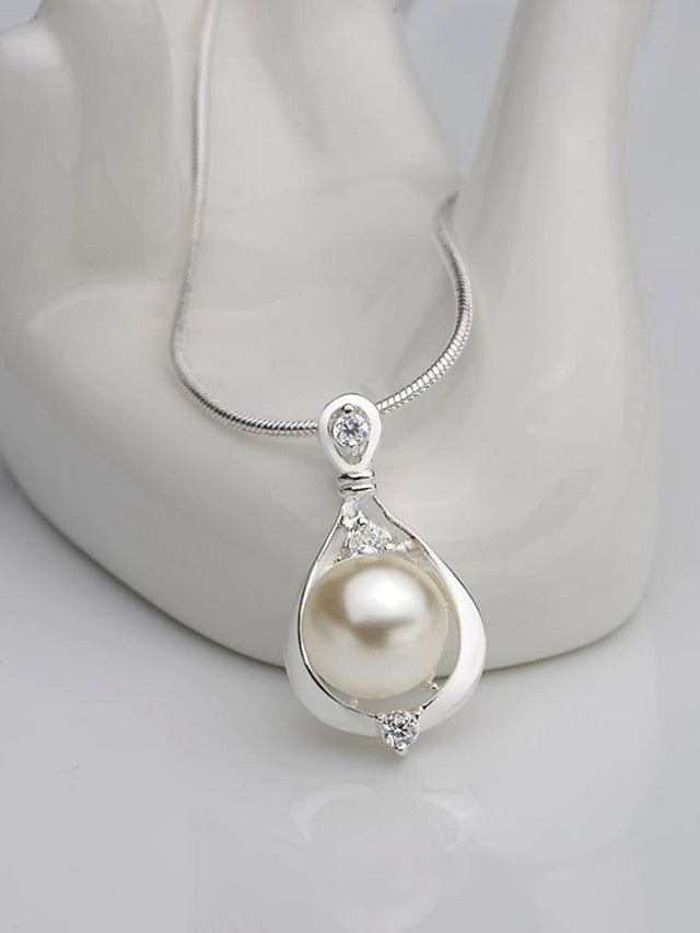 1PC Pendant Necklace Necklace For Women's Pearl White Gift Daily Alloy Classic Drop - LuckyFash™