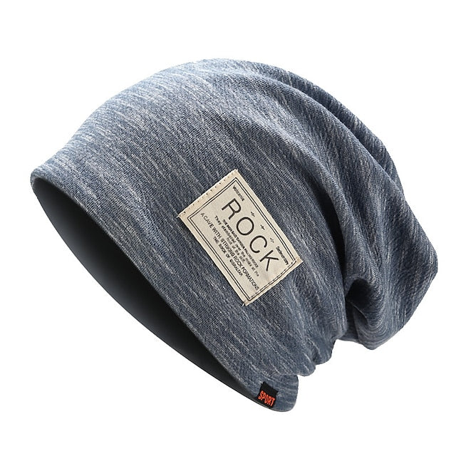 Black Cotton Knit Beanie Hat for Men - Versatile Style