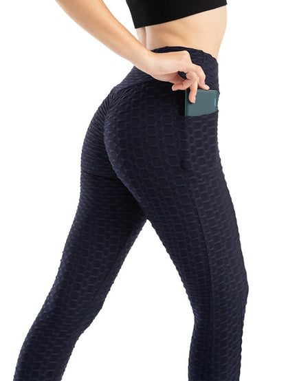 Yoga Leggings for Women: Jacquard Phone Pocket Tummy Control Butt Lift High Waist Gym Wear