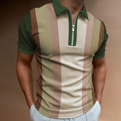 Men's Polo Shirt Golf Shirt Color Block Turndown Yellow Purple Brown Green Street Casual Short Sleeve Zipper Clothing Apparel Fashion Casual Comfortable