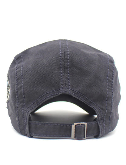 1920s Style Men's Black Cotton Newsboy Hat - Adjustable Streetwear for Daily Outings