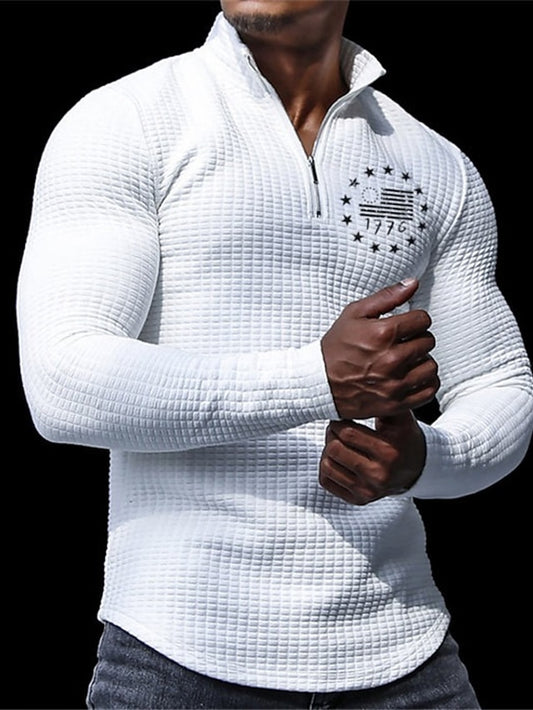 3D Geometric Print Men's Polyester Polo Shirt with Lapel Collar