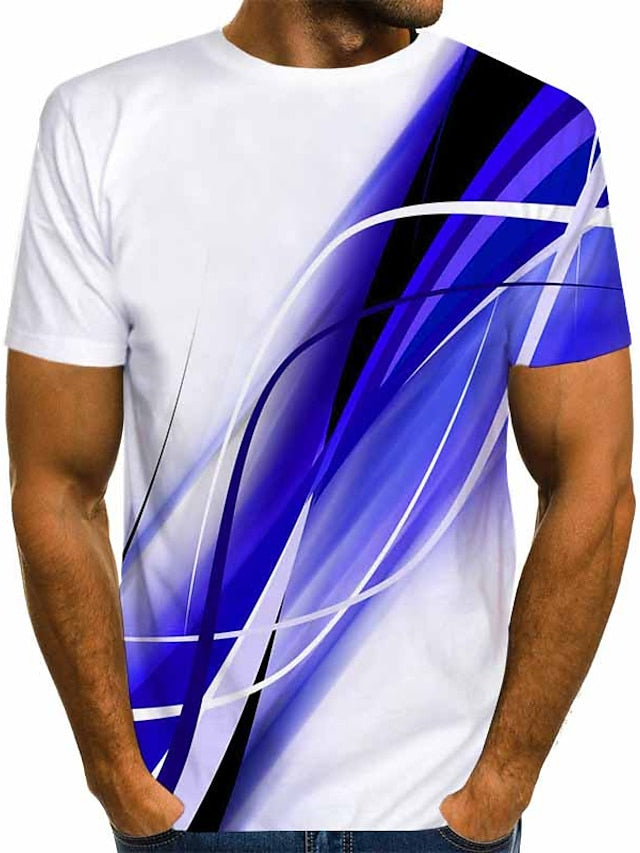 3D Print Men's Graphic Tee in Blue, Purple, Yellow, Orange, and Red - Streetwear Essential