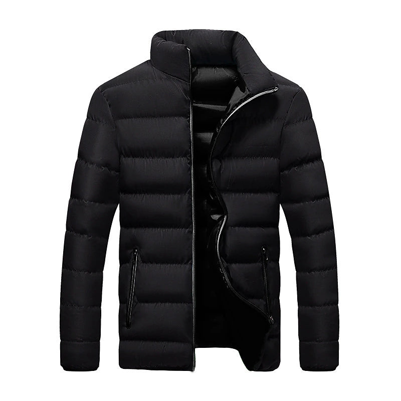 Men's Winter Jacket Puffer Jacket Padded Classic Style Sports Outdoor Windproof Warm Winter Solid Color Black Wine Red Navy Blue Puffer Jacket