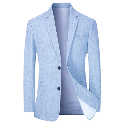 Men's Blazer Evening Party Valentine Warm Button Pocket Fall Winter Plain Fashion Streetwear Lapel Regular Light Sky Blue Coffee Gray Jacket