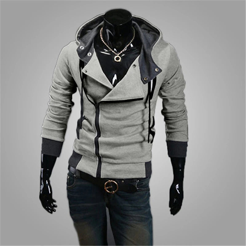 Men's Spring Fall Solid / Plain Color Active Cool Hooded Medium Regular Slim Black White Red Blue Dark Gray Jacket