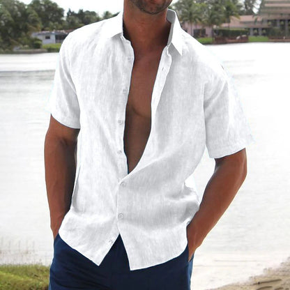 Sunset Striped Linen Men's Beach Shirt - Holiday Essential