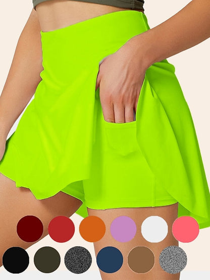 Women's Tennis Skirts Golf Skirts Side Pocket  2 in 1 Moisture Wicking Yoga Fitness Tennis Skort 1# 2# 3# Spandex Sports Activewear High Elasticity - LuckyFash™