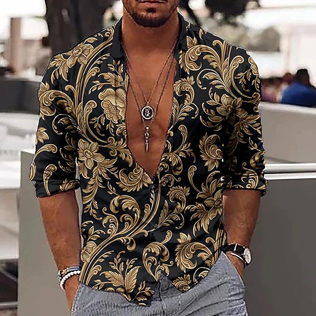Floral Print Men's Long Sleeve Shirt - Stylish Casual Wear for Men
