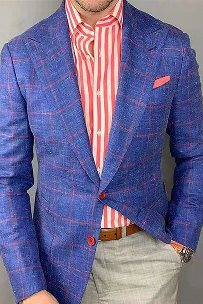 Sophisticated Men's Plaid Blazer in Blue Gray