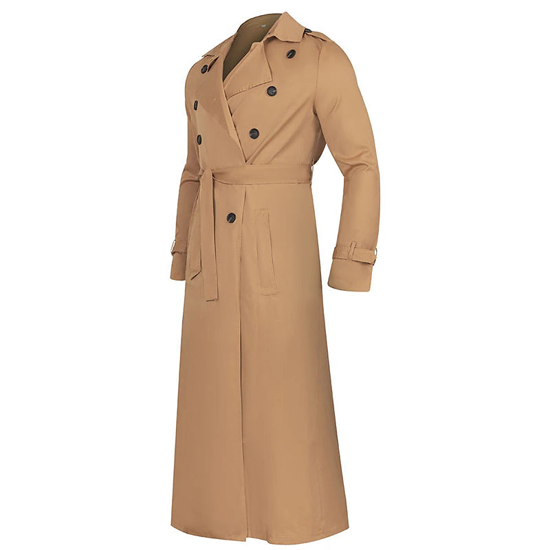 Classic Men's Long Overcoat with Adjustable Fit and Breathable Fabric - Versatile for Work, Celebrations, and Weddings