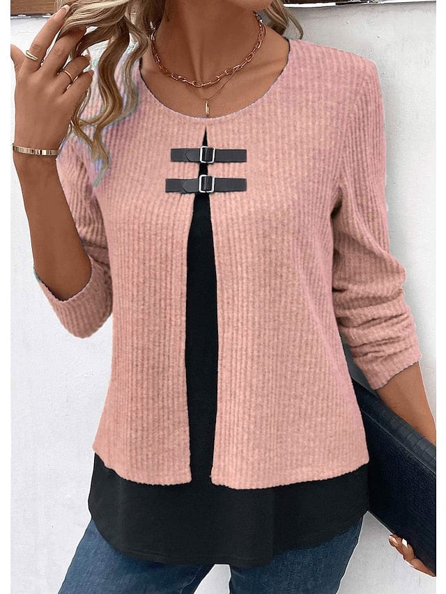 Stylish Women's Plain Shirt Blouse in Pink, Red, or Green, Long Sleeve Casual Fashion