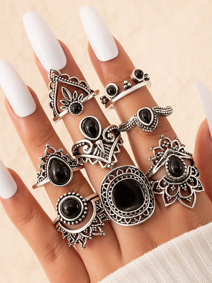 1 set Ring full finger ring For Women's Turquoise Blue Daily Festival Alloy Vintage Style - LuckyFash™