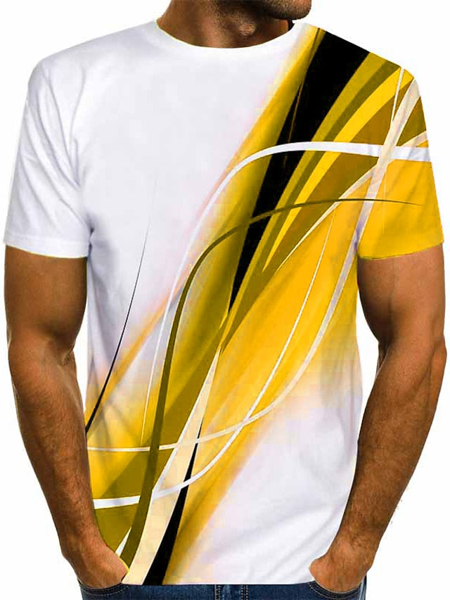 3D Print Men's Graphic Tee in Blue, Purple, Yellow, Orange, and Red - Streetwear Essential