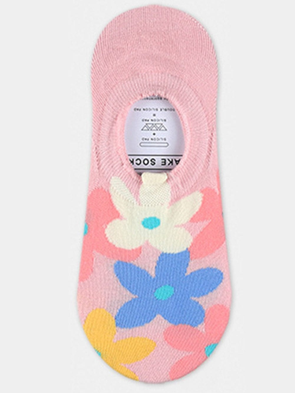 Pink Floral Print No Show Socks with Adorable Design