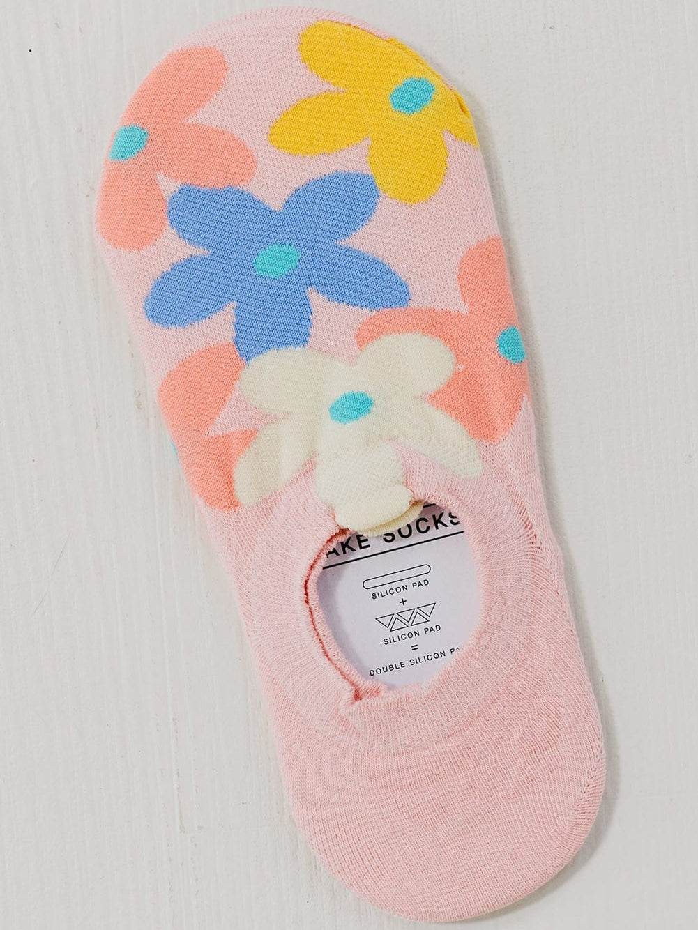 Pink Floral Print No Show Socks with Adorable Design