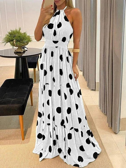 Polka Dot Halterneck Sleeveless Tunic Dress