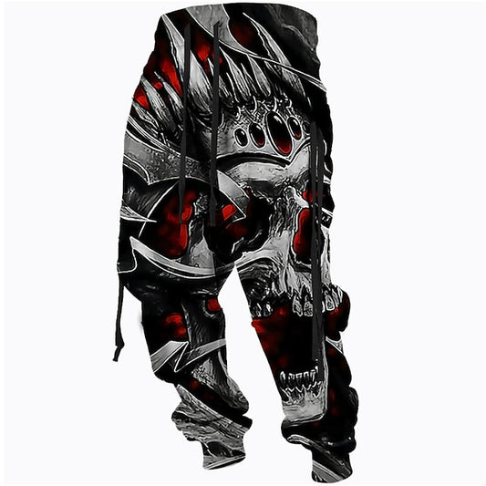 Men's Sweatpants Joggers Trousers Drawstring Side Pockets Elastic Waist Skull Graphic Prints Comfort Breathable Sports Outdoor Casual Daily Cotton Blend Terry Streetwear Designer Blue Purple