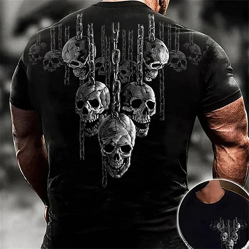 Men's T shirt Tee Tee Distressed T Shirt Graphic Skull Hand Crew Neck Clothing Apparel 3D Print Outdoor Casual Short Sleeve Print Vintage Fashion Designer