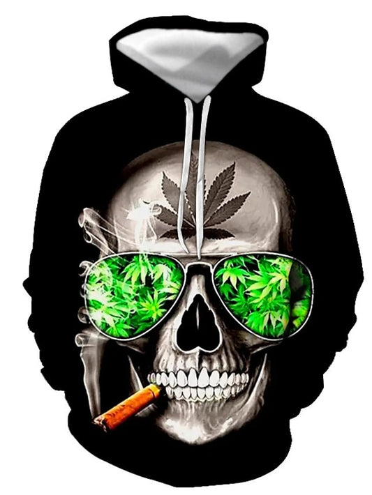 Halloween The Skull And Bullets Mens Graphic Hoodie Pullover Sweatshirt Green Red Gray Black Hooded Print Casual Daily 3D Streetwear Spring & Fall Clothing Camouflage Cotton