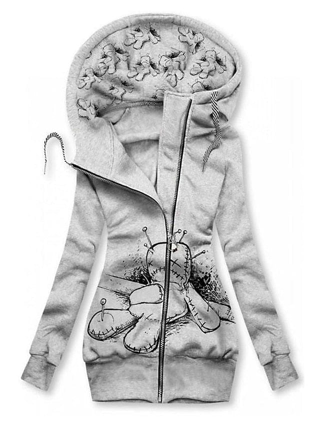 Floral Butterfly Zip Up Hoodie for Women