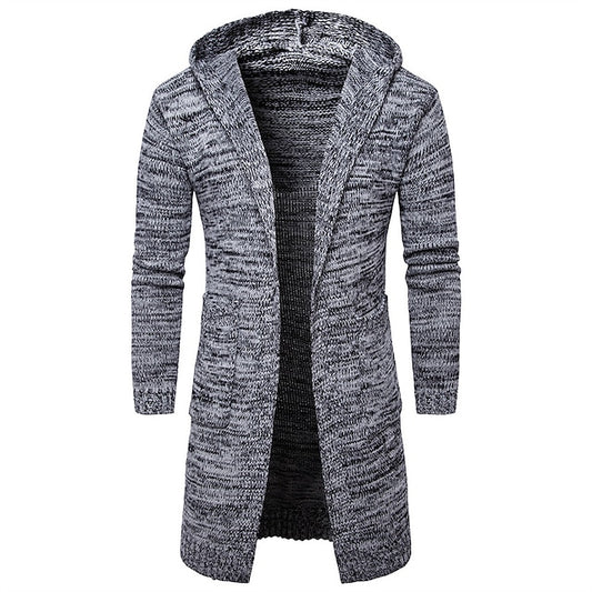 Men's Sweater Cardigan Sweater Sweater Hoodie Ribbed Knit Tunic Knitted Solid Color Hooded Basic Stylish Outdoor Daily Clothing Apparel Winter Fall Black Gray M L XL