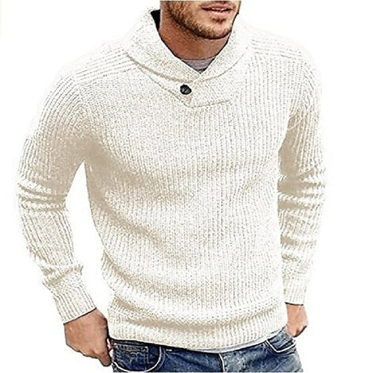 Men's Sweater Cardigan Pullover Sweater Jumper Knit Button Knitted Solid Color Shirt Collar Stylish Vintage Style Casual Daily Wear Clothing Apparel Fall Winter Black White S M L