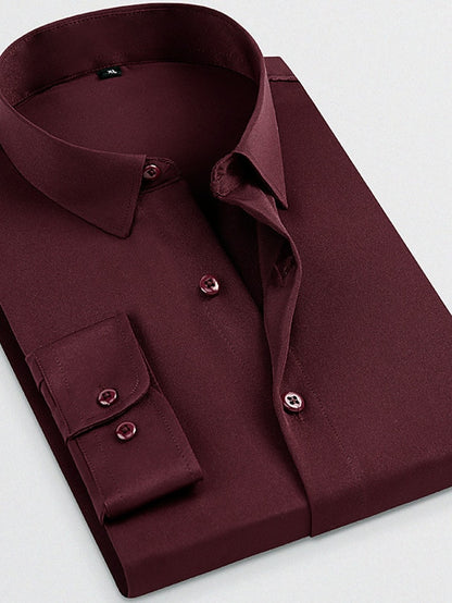 Elegant Men's Long Sleeve Turndown Dress Shirt for Spring & Fall Events