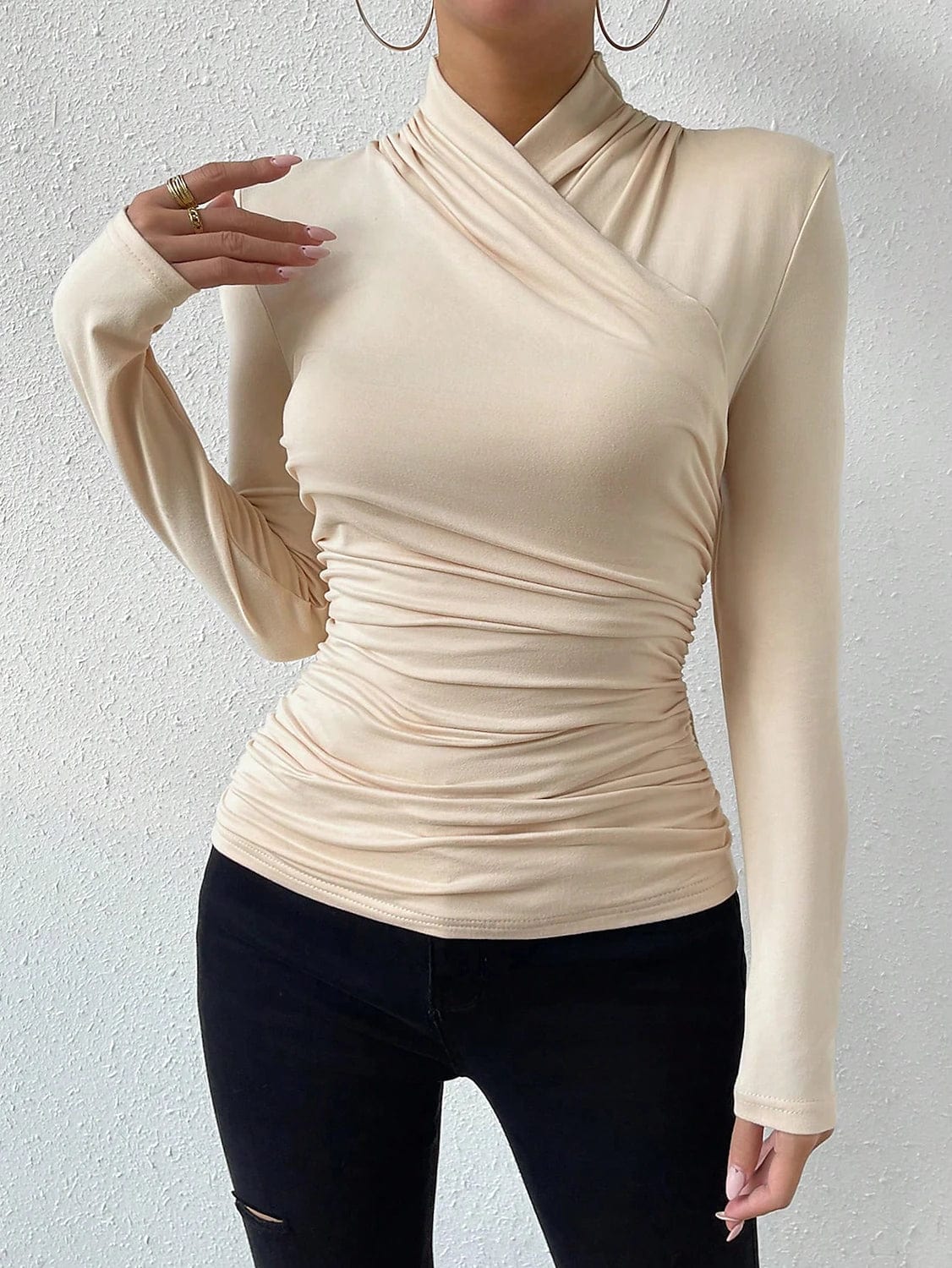 Velvet Women's Long Sleeve V-Neck T-Shirt in Black, White, or Orange