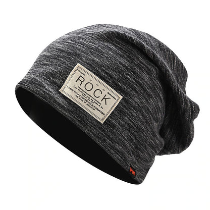 Black Cotton Knit Beanie Hat for Men - Versatile Style