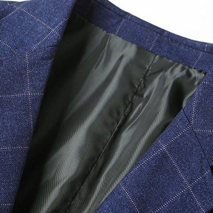 Men's Blazer Outdoor Daily Wear Warm Button Pocket Fall Winter Plaid Fashion Streetwear Lapel Regular Black Blue Light Blue Jacket