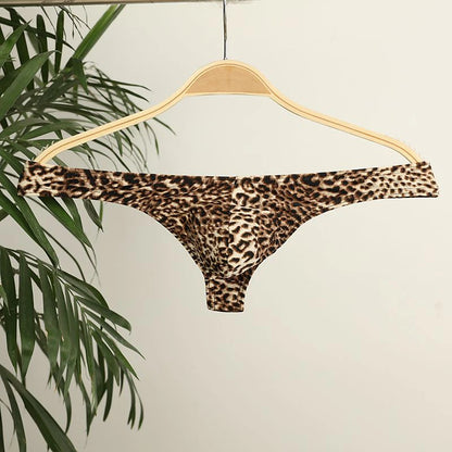 Men's 3 Pack Sexy Panties G-string Underwear String Print Nylon Leopard Mid Waist Plus Size Black Yellow