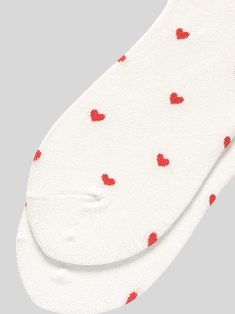 Romantic White Heart Print Cotton Socks