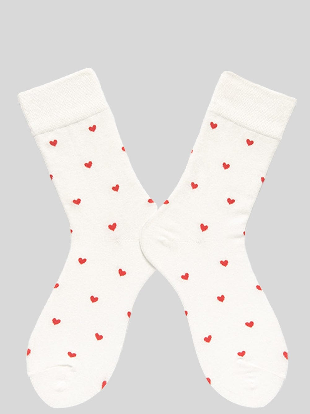 Romantic White Heart Print Cotton Socks