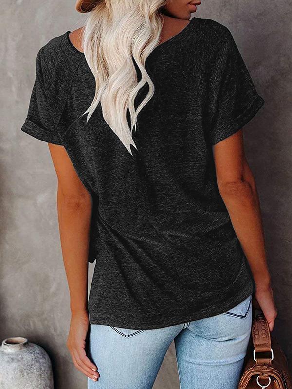 Round Neck Solid Loose Short Sleeve T-shirt