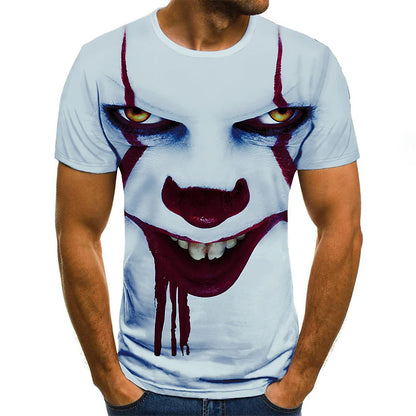 Men's T shirt Tee Shirt Tee Graphic Tribal 3D Round Neck White+Red Green Black Blue Yellow 3D Print Halloween Going out Short Sleeve Print Clothing Apparel Streetwear Punk & Gothic