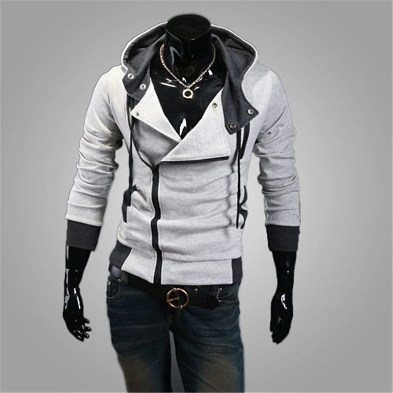 Men's Spring Fall Solid / Plain Color Active Cool Hooded Medium Regular Slim Black White Red Blue Dark Gray Jacket