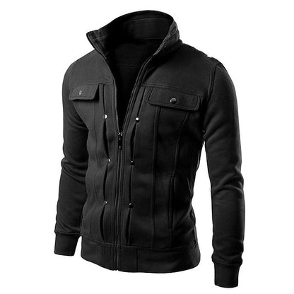 Men's Jacket Street Business Thermal Warm Windproof Zipper Winter Autumn Solid Color Fashion Regular Black White Brown Light Grey Dark Gray Jacket