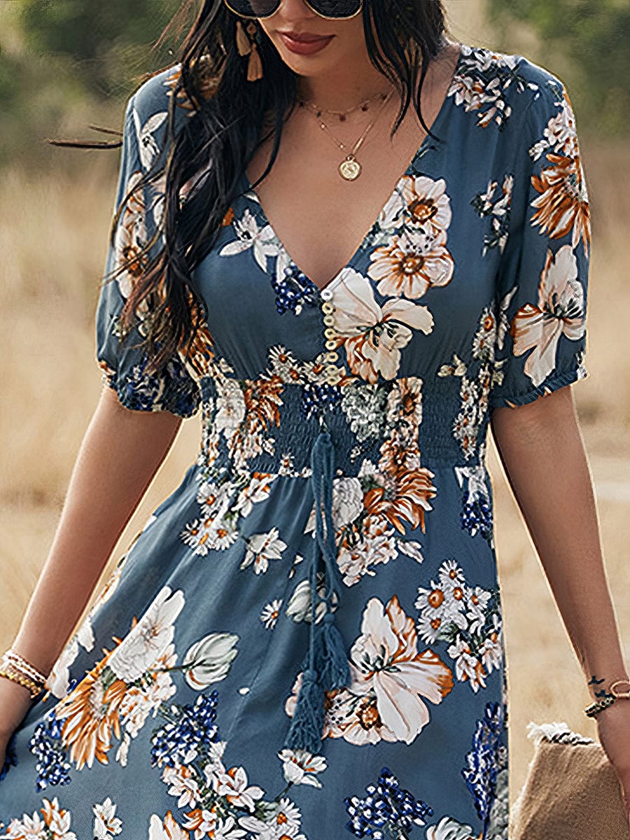 Sexy Printed Waist Slimming Midi Dress