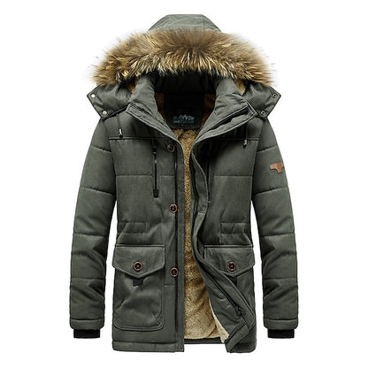 Winter Essential Men's Puffer Parka with Fur Collar