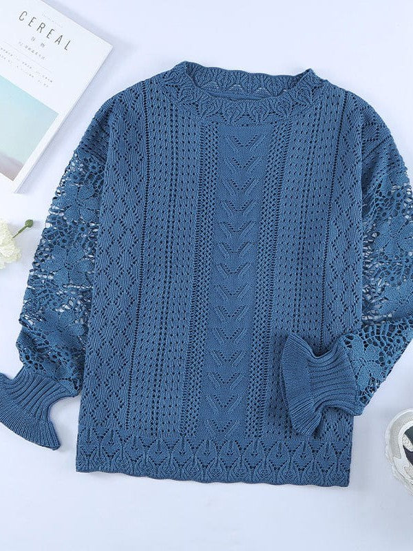 Simple Style Women's Lace Knitted Pullover Sweater