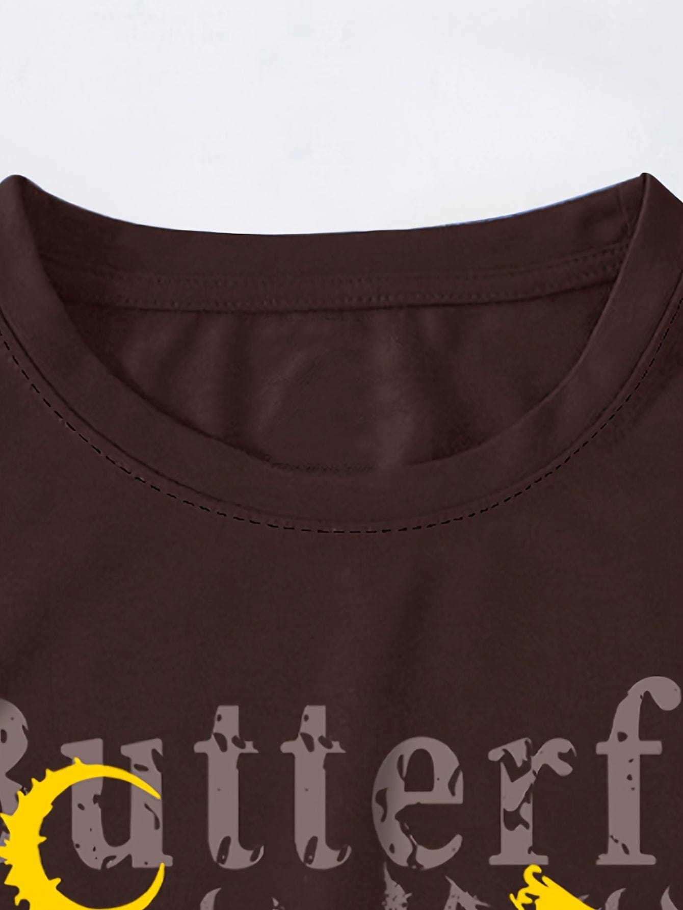 Skull & Butterfly Print Crew Neck T-shirt for Women