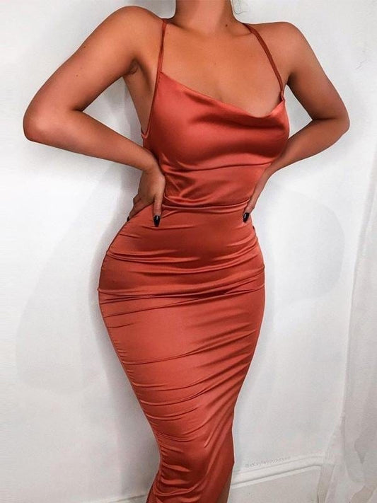 Sleeveless Tight-fitting Dress With Halter Strap