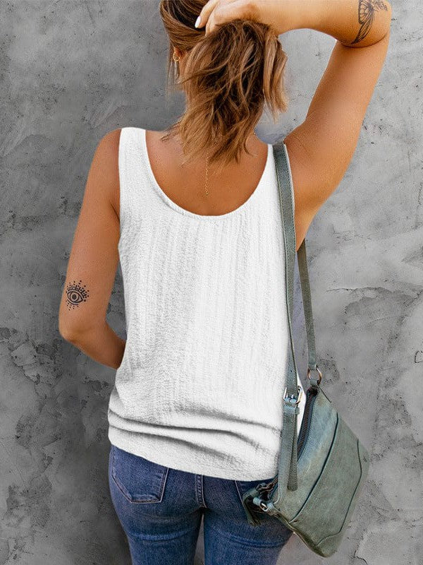 Sleeveless Women's Vest with Button Closure - Elegant Casual Top