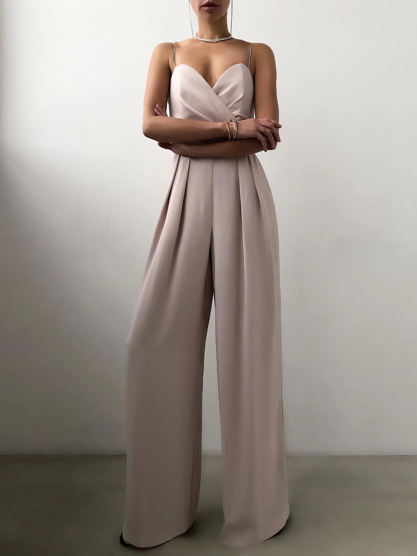 Sling Waist Straight Mopping Minimalist Jumpsuit