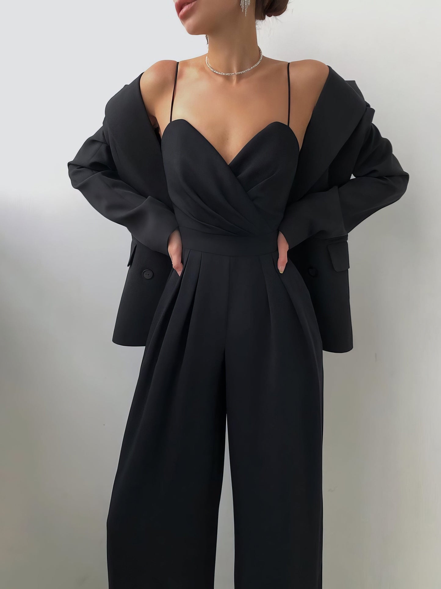 Sling Waist Straight Mopping Minimalist Jumpsuit