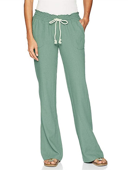 Women's Cotton and Linen Loungewear Nighty Set with Elastic Waist and Pockets, Ideal for Casual Wear and Yoga